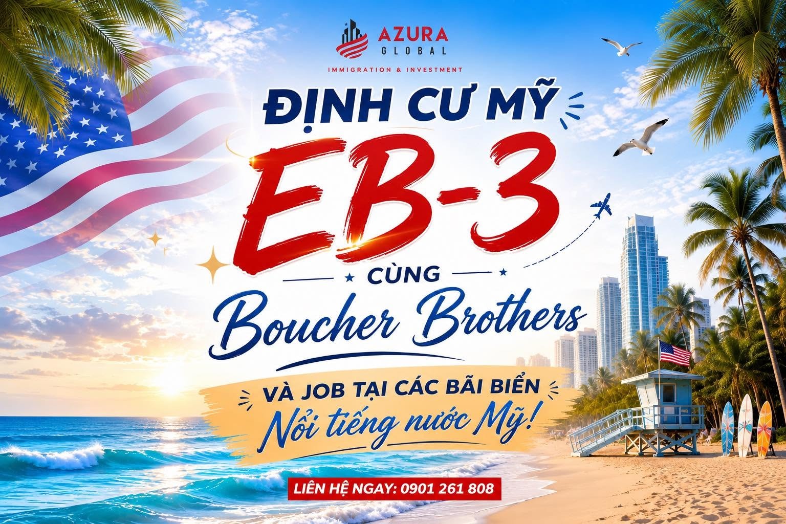 ĐỊNH CƯ MỸ EB-3 CHO CẢ GIA ĐÌNH: VỊ TRÍ NHÂN VIÊN BÃI BIỂN - KHÔNG YÊU CẦU KINH NGHIỆM